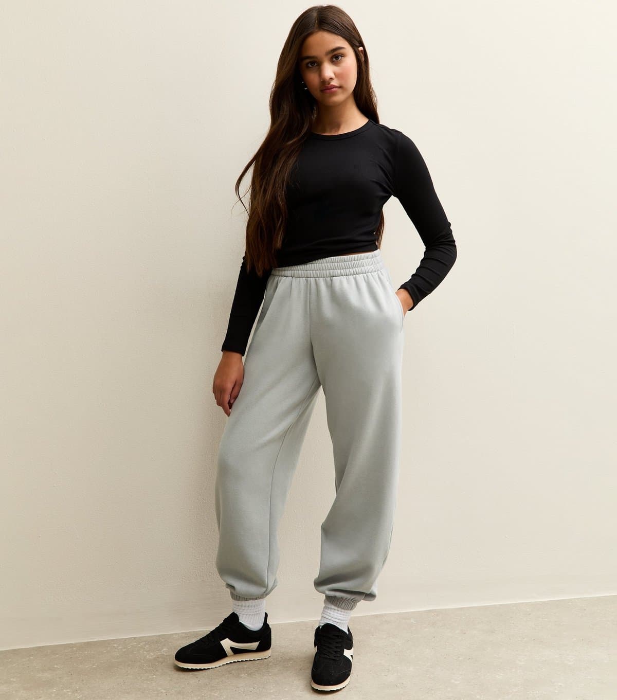 New Look Girls' Light Grey Oversized Cuff Joggers New Look