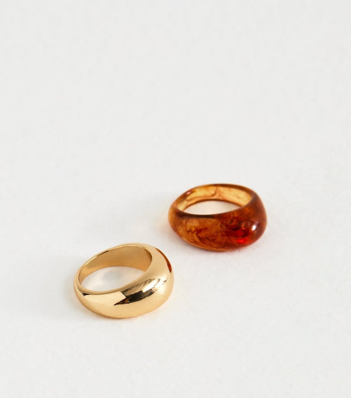 New Look Pack of 2 Gold Tone and Resin Rings New Look