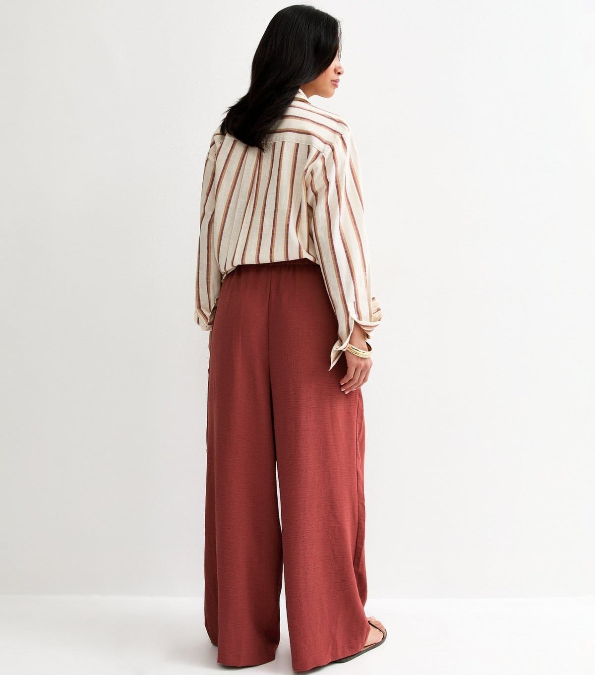 New Look Women's Petite Rust Pleated Wide Leg Trousers New Look - 4