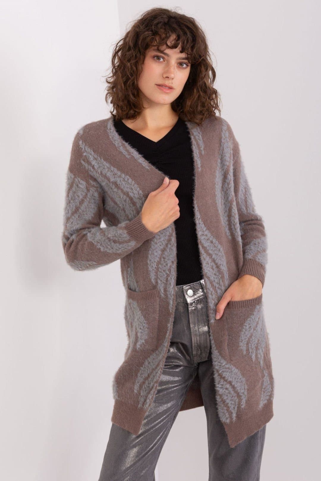 Love Lace Love Lace Women's Variegated Long Sleeve Cardigan Bedspread in Brown