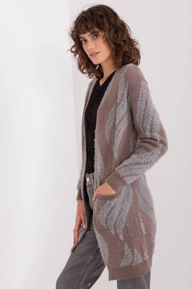 Love Lace Love Lace Women's Variegated Long Sleeve Cardigan Bedspread in Brown - 3