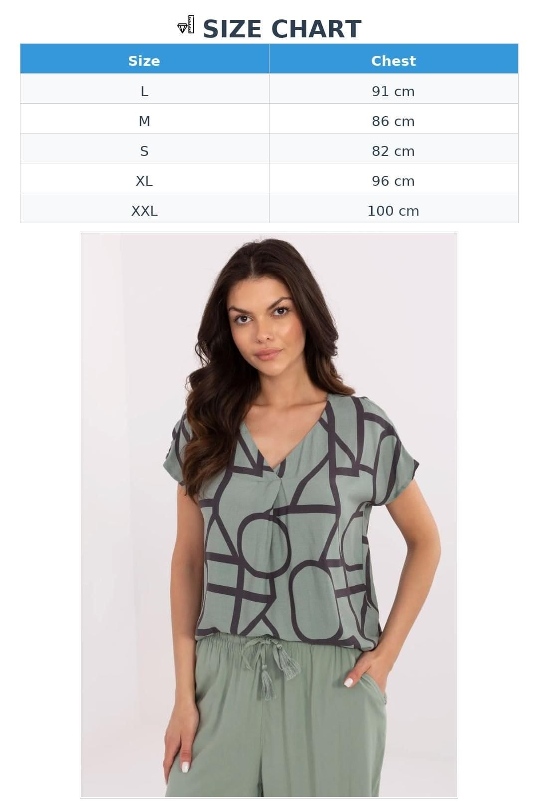 Love Lace Love Lace Women's V Neck Viscose Casual Blouse for Everyday in Green - 4