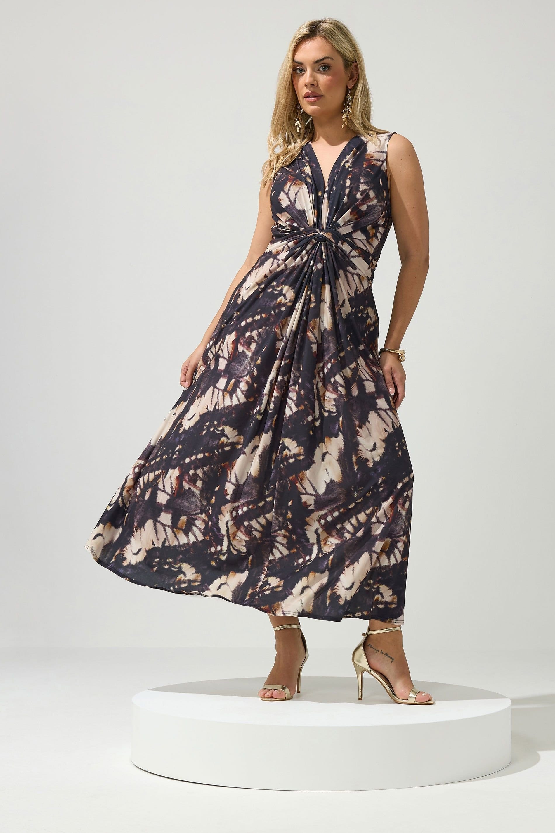 Yours Yours Women's Abstract Knot Detail Dress in Dark Brown - 4