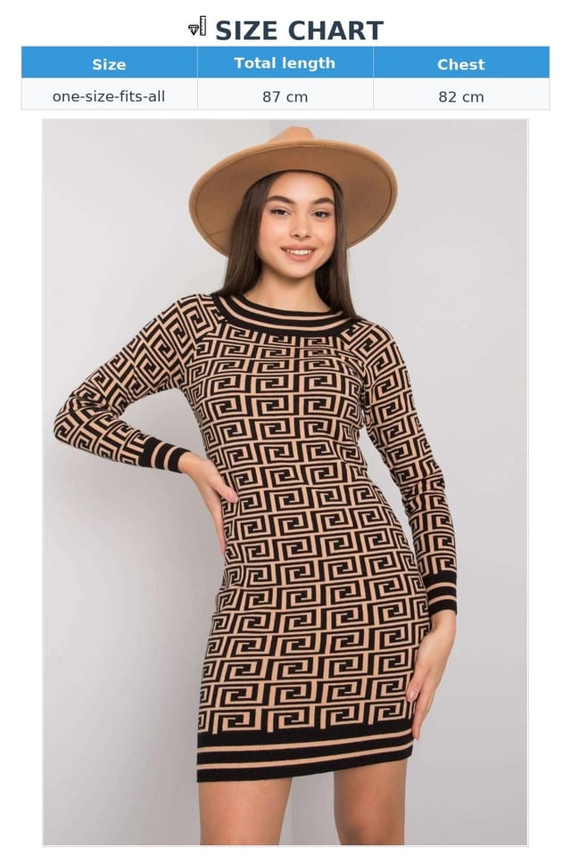 Love Lace Love Lace Women's Ochre Camel & Black Fitted Knit Day Dress in Brown - 3