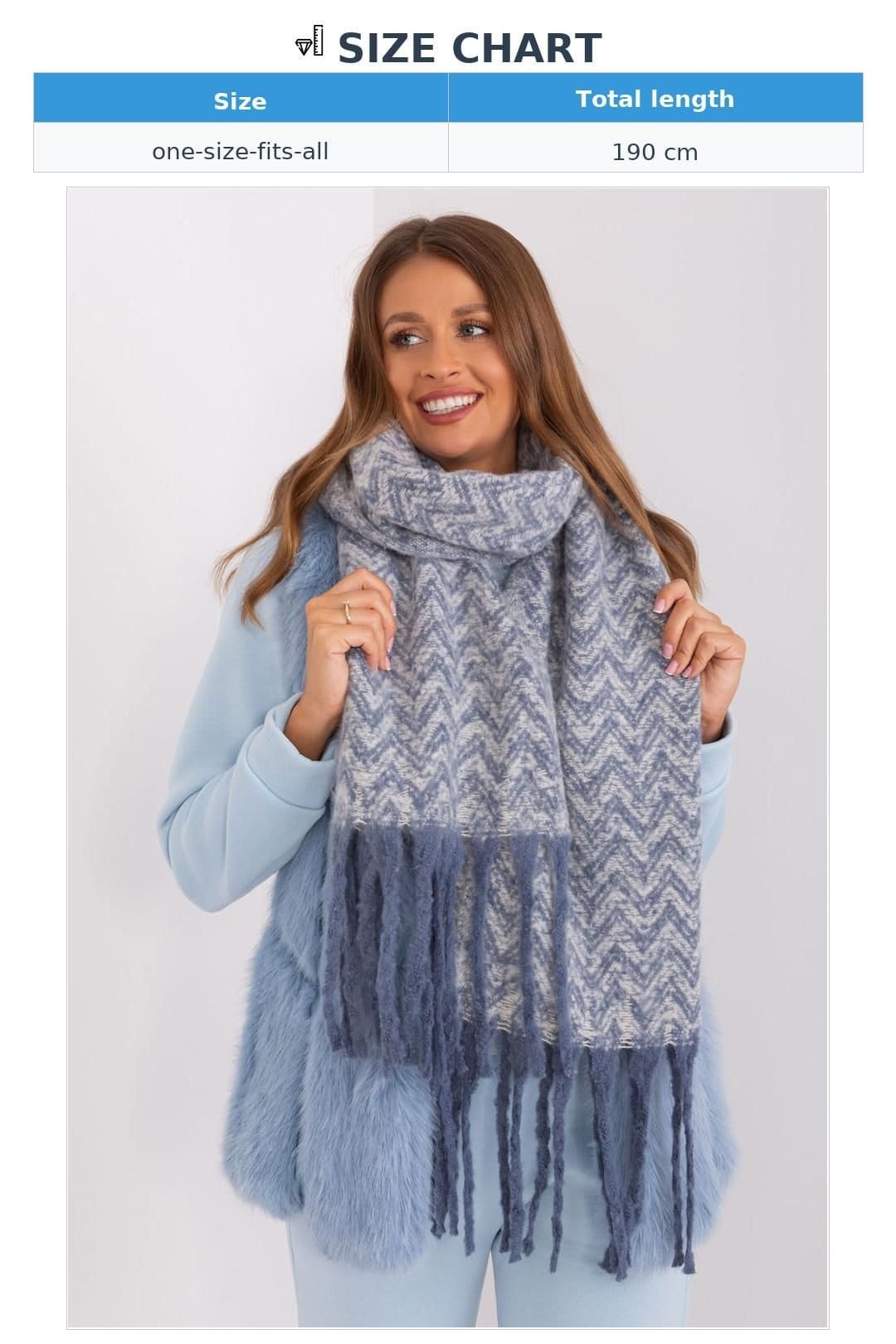 Love Lace Love Lace Women's Long Geometric Pattern Polyester Scarf with Tassels for Winter in Blue - 4