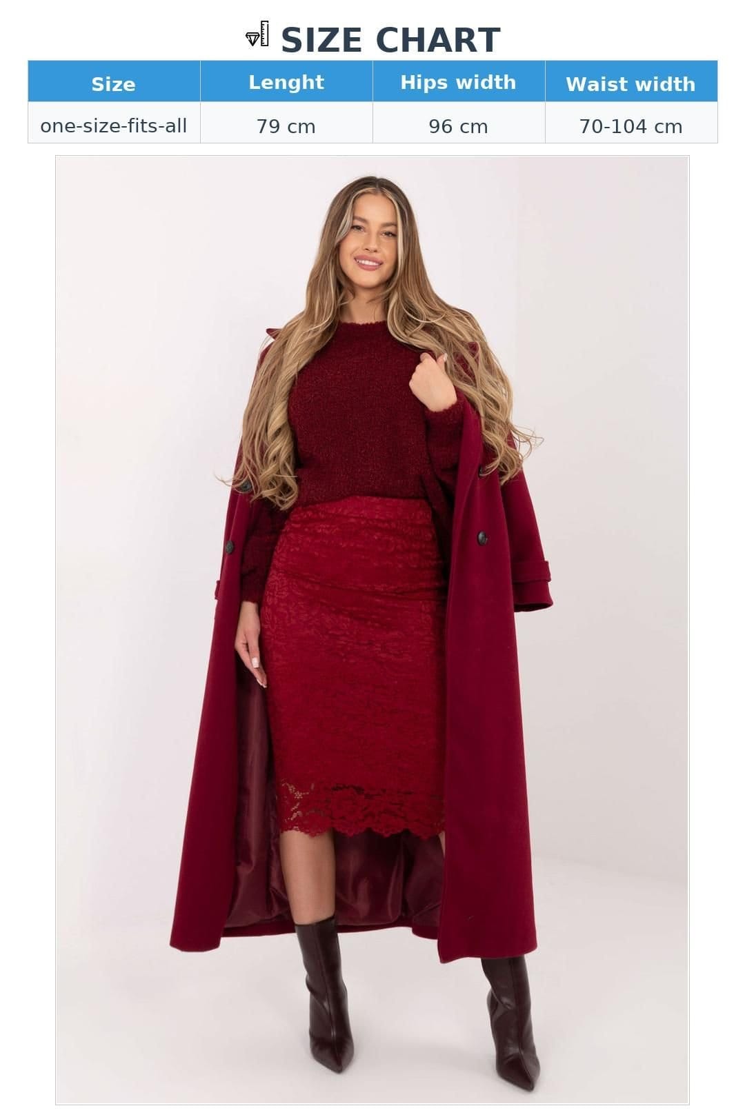 Love Lace Love Lace Women's Elegant Lace Midi Skirt with Elastic Waist Style 221998 in Red - 4