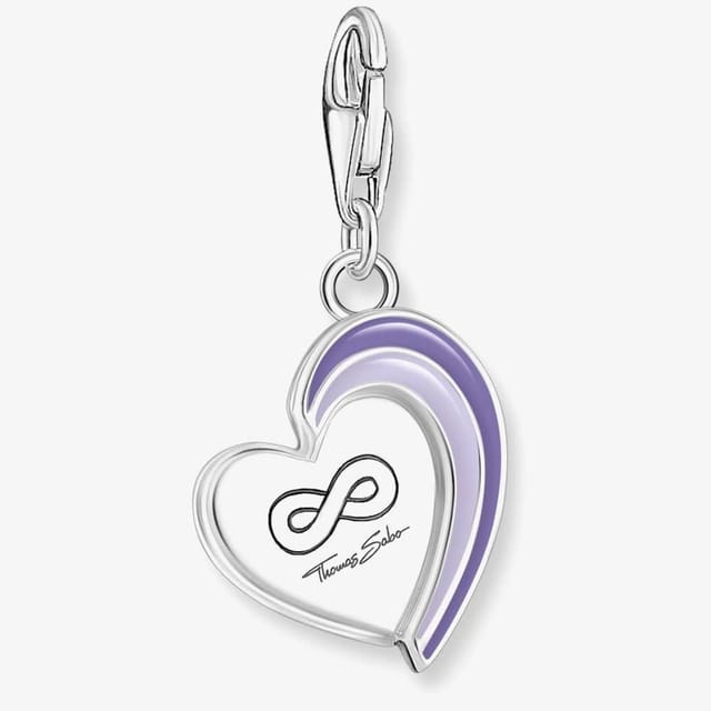 Thomas Sabo THOMAS SABO Women's Silver Best Friends Purple Cold Enamel Heart Charm 2046-664-13 - 2