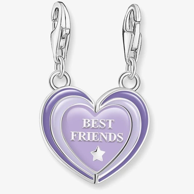 Thomas Sabo THOMAS SABO Women's Silver Best Friends Purple Cold Enamel Heart Charm 2046-664-13 - 3