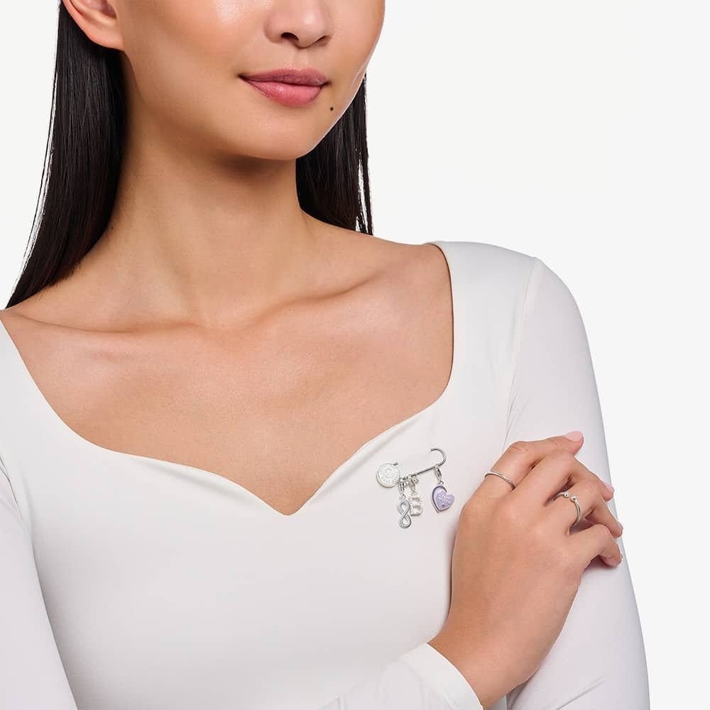 Thomas Sabo THOMAS SABO Women's Silver Best Friends Purple Cold Enamel Heart Charm 2046-664-13 - 4