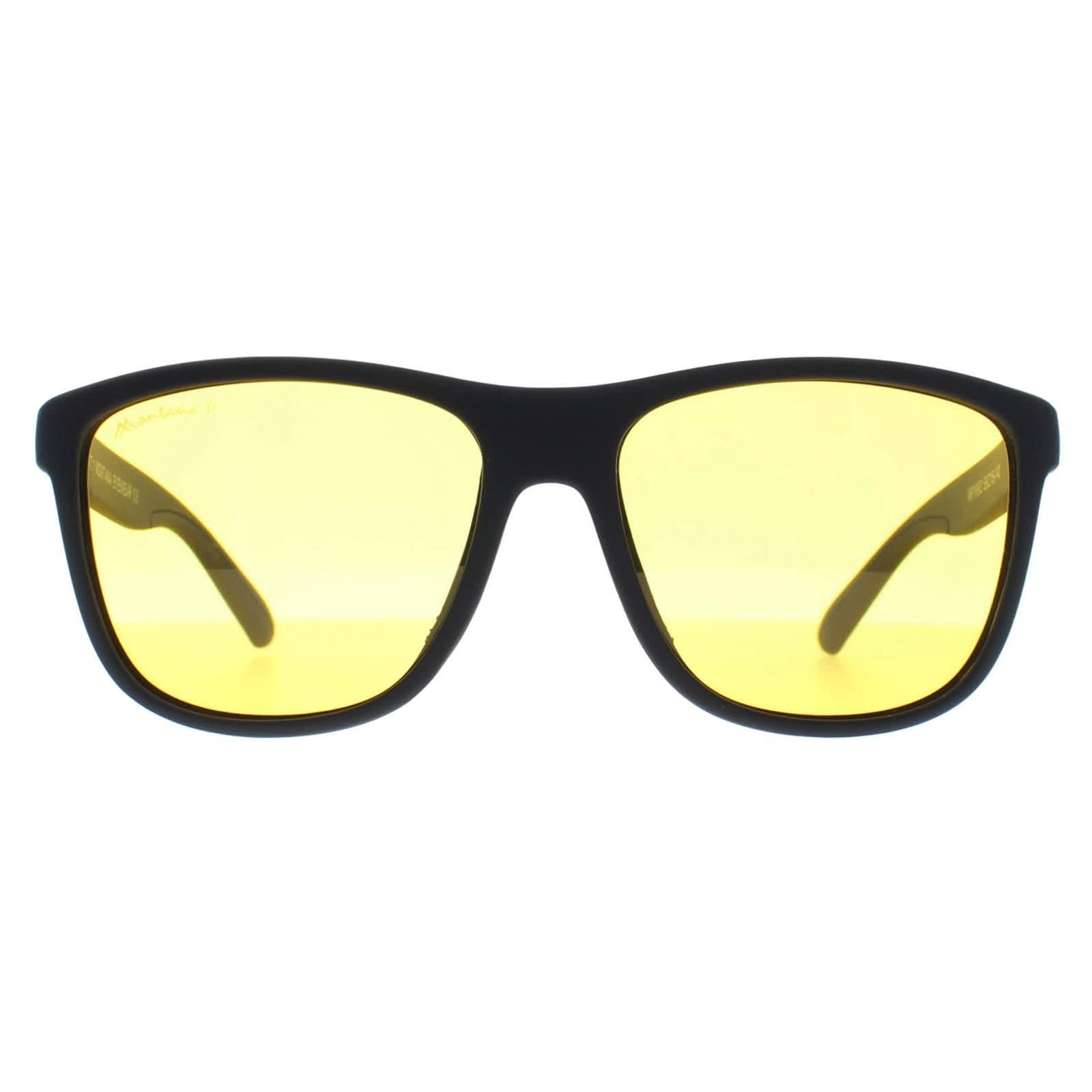 montana montana Men's Rectangle Black Yellow Polarized MP199 Night Driving Sunglasses