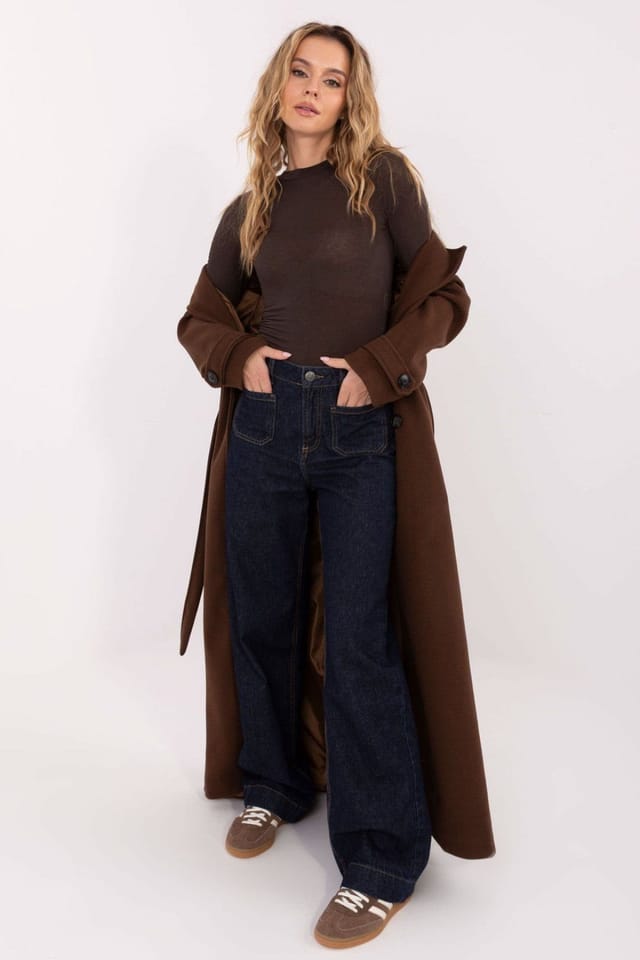 Love Lace Love Lace Women's Fitted Long Sleeve Viscose Cashmere Blouse in Brown - 2