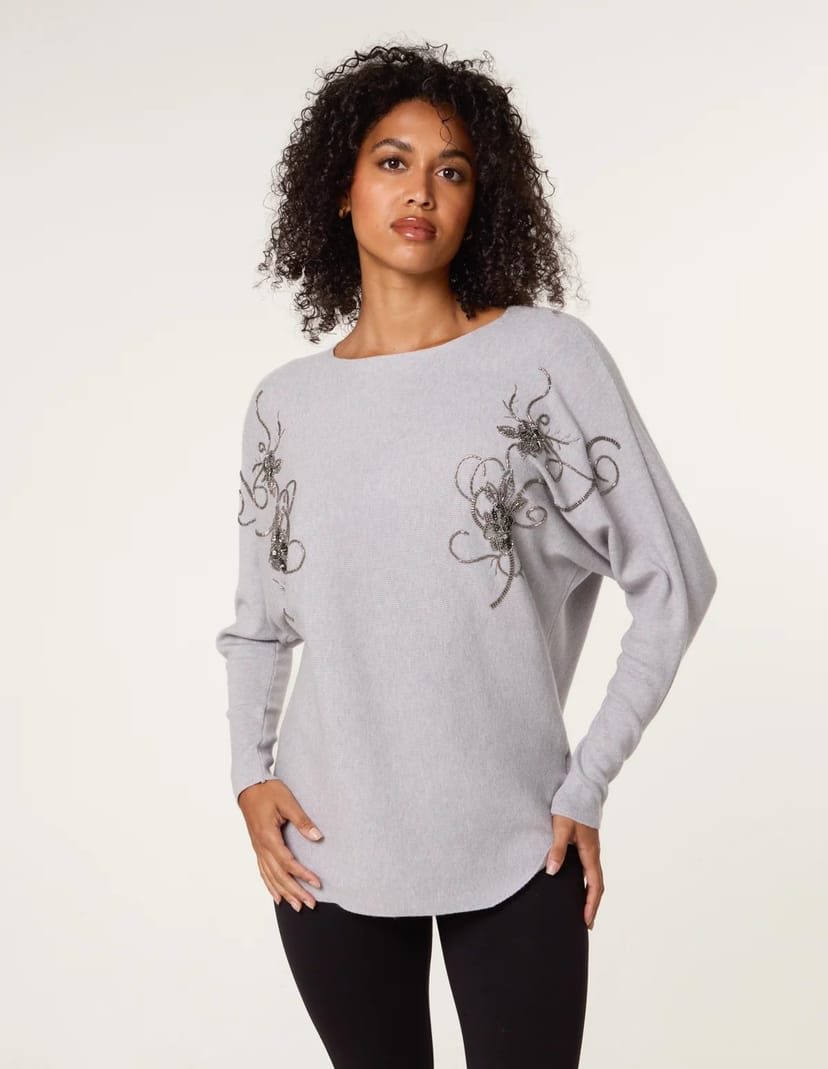 Blue Vanilla Embroidered Long Sleeve Jumper - 1