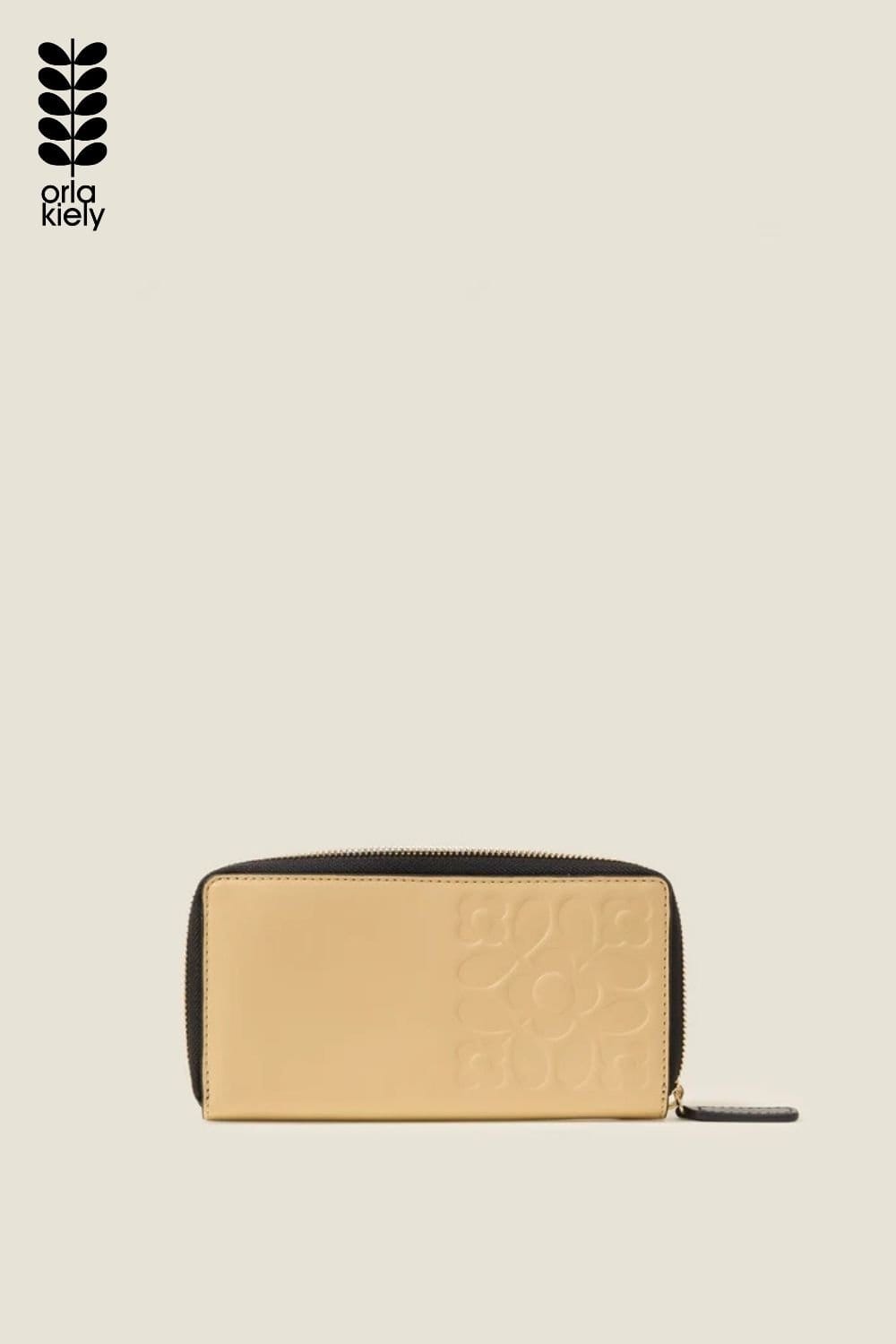 Orla Kiely Orla Kiely Women's Forget Me Not Leather Wallet - Tile Emboss Cream in Beige - 4