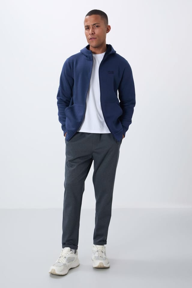 Tommy Life Tommy Life Men's Hooded Zip Sweatshirt in Navy - 3