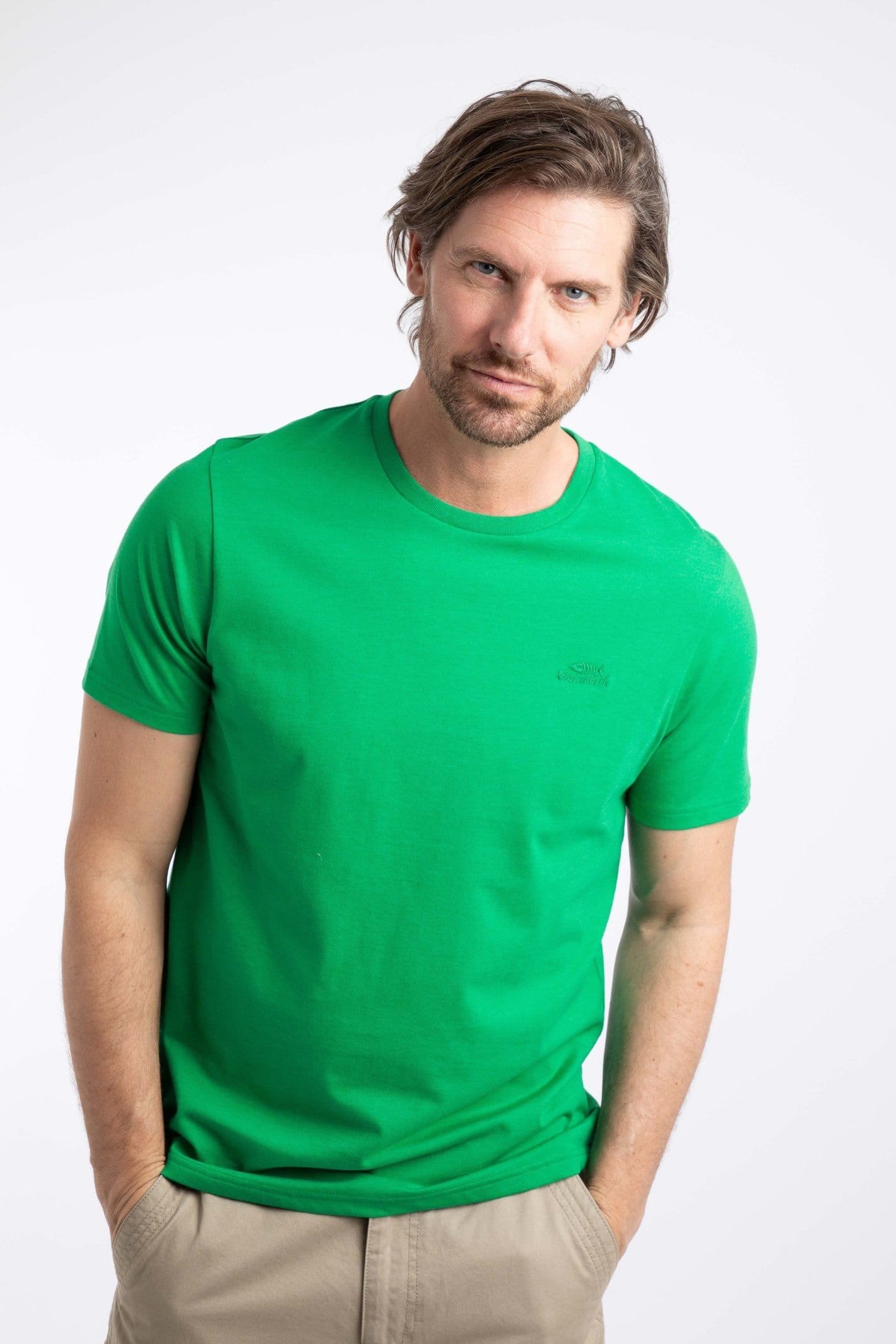 Weird Fish Men's Hooked Branded T-Shirt in Bright Green