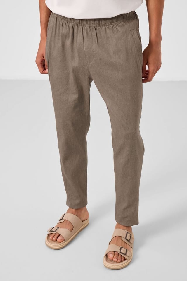 Tommy Life Tommy Life Men's Straight-leg Gabardine Chino Trousers in Khaki - 3