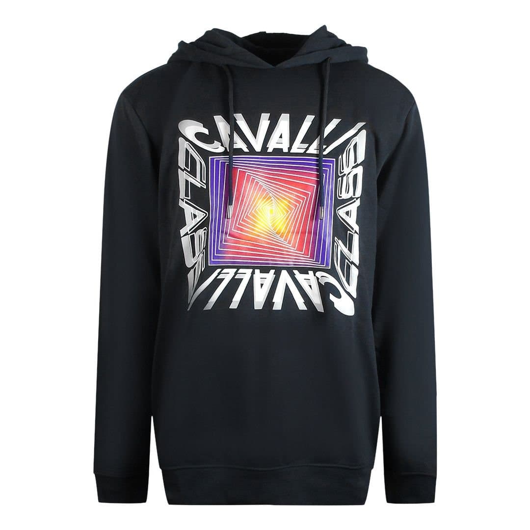 Cavalli Class Cavalli Class Men's Asymmetric Box Design Black Hoodie