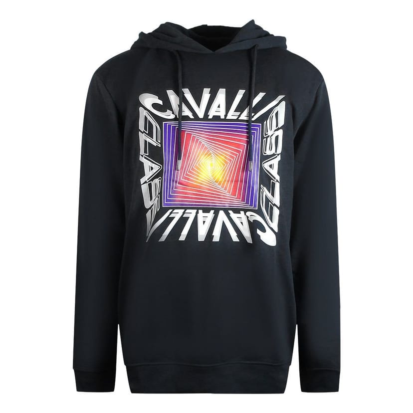 Cavalli Class Cavalli Class Men's Asymmetric Box Design Black Hoodie - 1