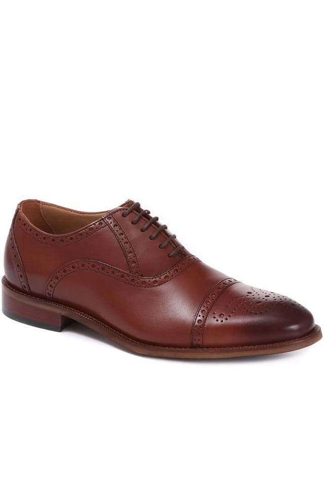 Jones Bootmaker Jones Bootmaker Men's Maynard Leather Oxford Brogues in Light Brown - 2