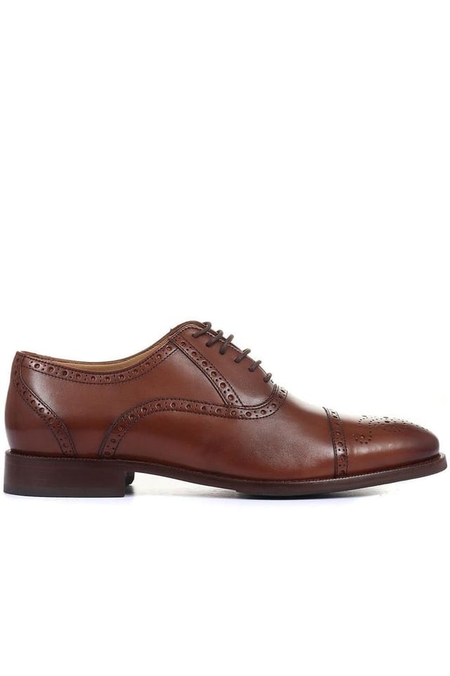 Jones Bootmaker Jones Bootmaker Men's Maynard Leather Oxford Brogues in Light Brown - 3