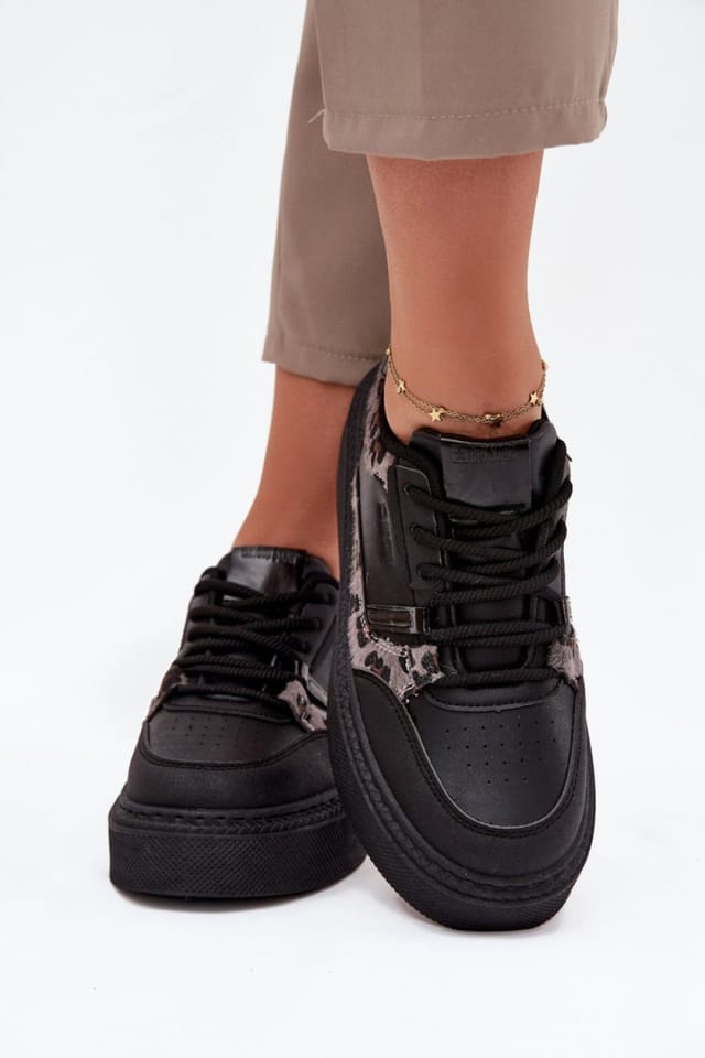 Love Lace Love Lace Women's Platform Sneakers with Soft Cushioned Insole All Day in Black - 3