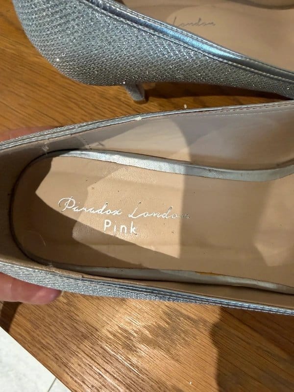 Paradox London Paradox London Pink Silver Glitter Peep Toe Court Shoes UK 7 EU 40 Wedding Occasion Heels - 1