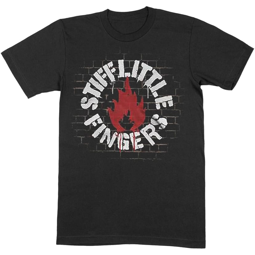 Stiff Little Fingers Stiff Little Fingers Men's Wall Cotton T-Shirt in Black - 1