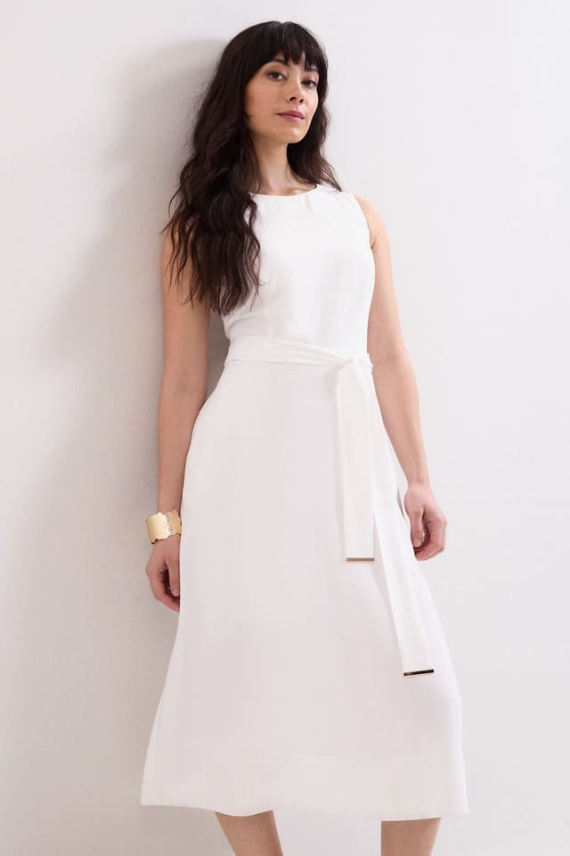 Phase Eight Phase Eight Women's Marta Tie Belt Midi Dress in Off-White - 3