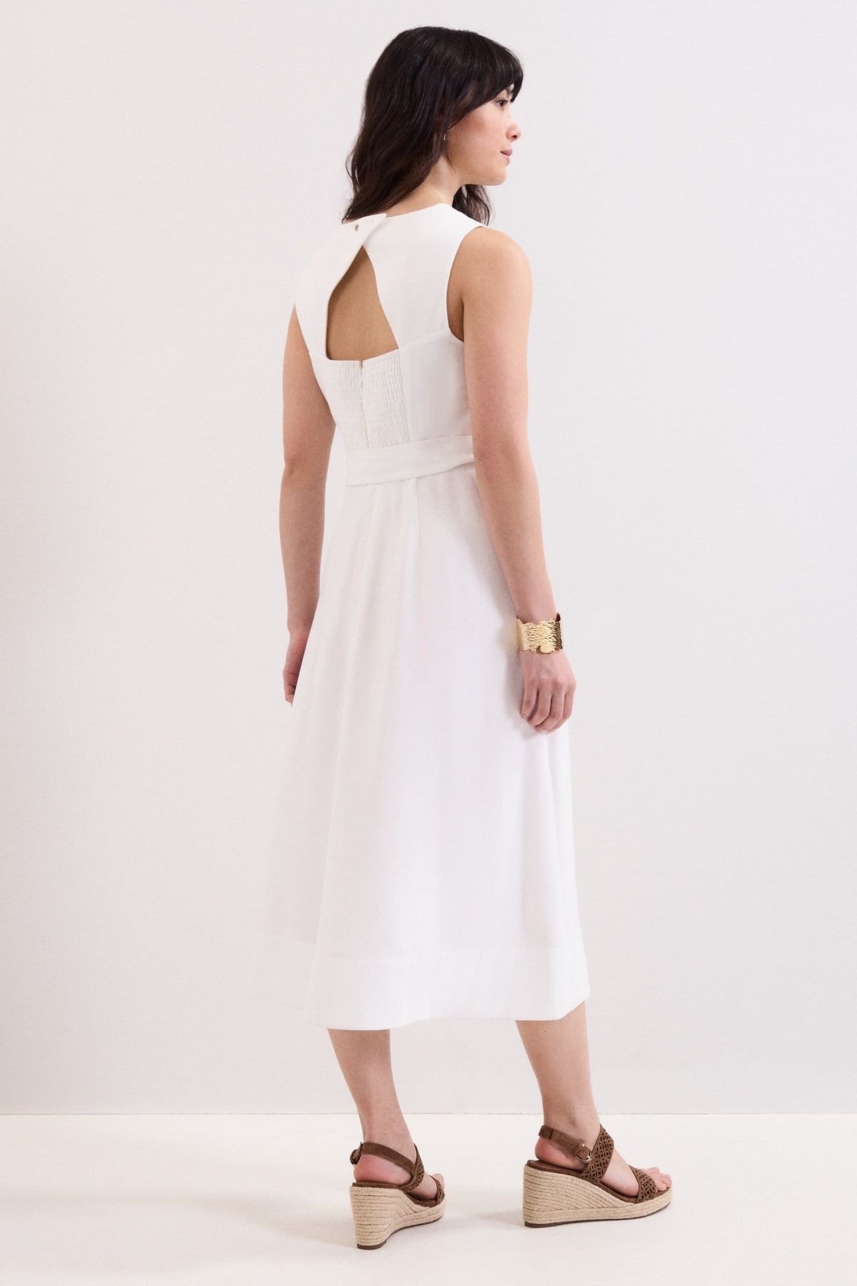 Phase Eight Phase Eight Women's Marta Tie Belt Midi Dress in Off-White - 4