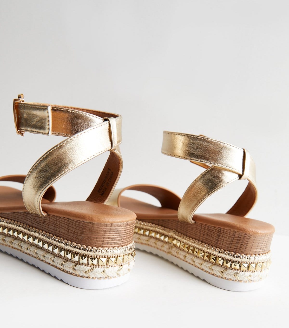 New Look Women's Gold Stud Espadrille 2 Part Flatform Sandals New Look - 4