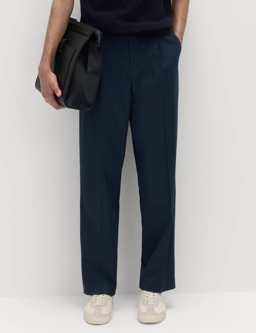 Marks & Spencer M&S Dark Navy Smart Stretch Relaxed Fit Trousers