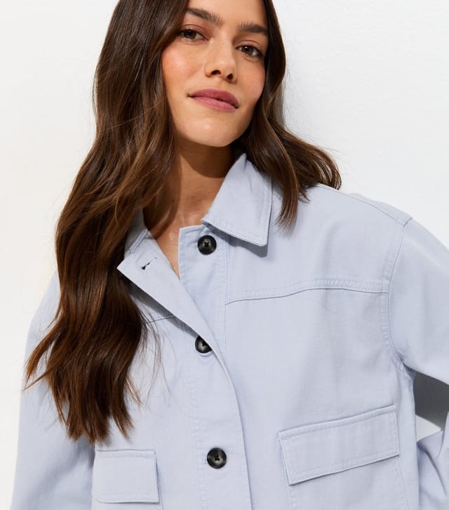 New Look Women's Petite Light Blue Boxy Cotton Shacket New Look - 2