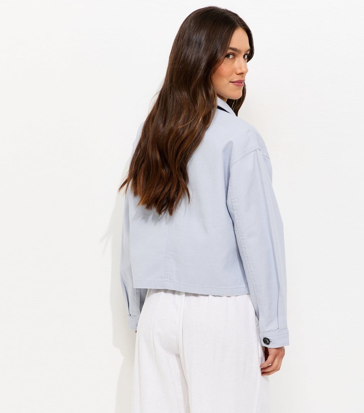 New Look Women's Petite Light Blue Boxy Cotton Shacket New Look - 4