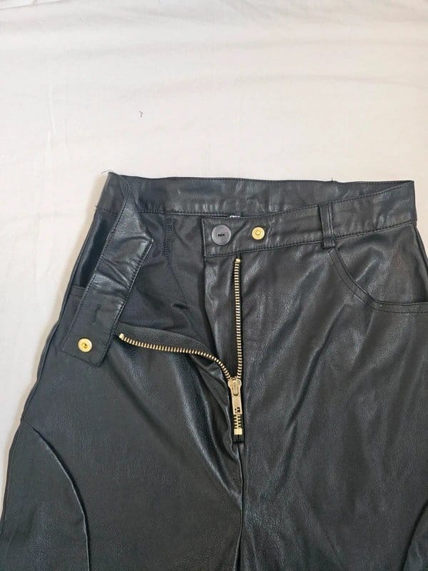 ASOS Design ASOS Luxe High Waisted Faux Leather Trousers - Tall / Small Waist - Black & Gold - 1