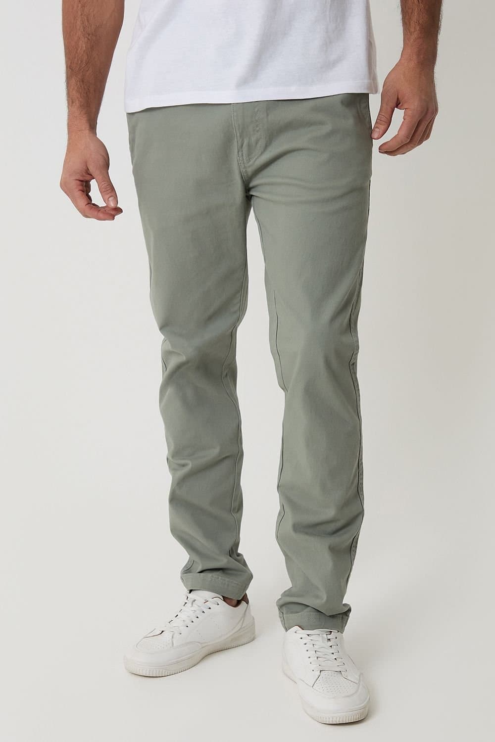 Threadbare threadbare Men's Cotton Slim Fit Chino Trousers With Stretch in Pale Green