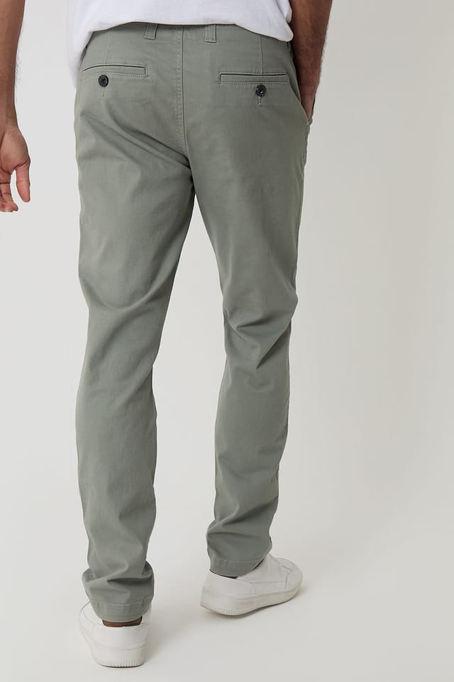Threadbare threadbare Men's Cotton Slim Fit Chino Trousers With Stretch in Pale Green - 2
