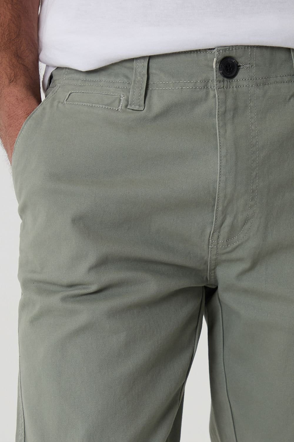 Threadbare threadbare Men's Cotton Slim Fit Chino Trousers With Stretch in Pale Green - 4