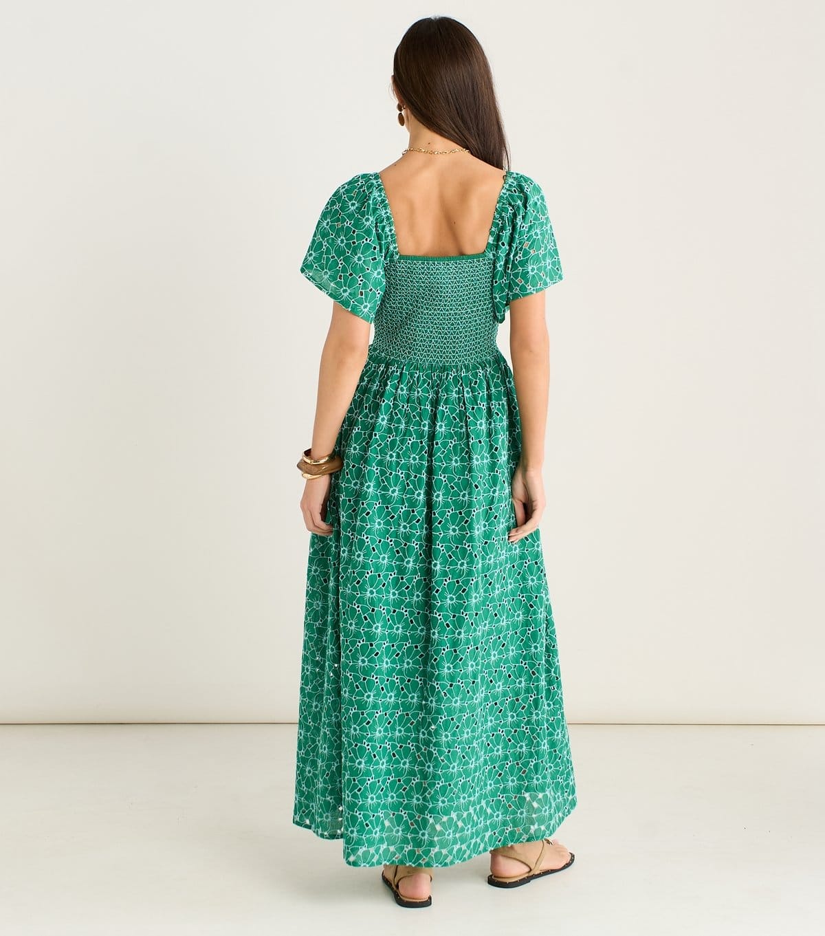 Gini London Women's Green Floral Broderie Midi Dress Gini London New Look - 4