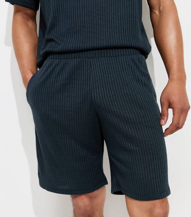 jack & jones Men's Light Grey Ribbed T-Shirt and Shorts Lounge Set Jack & Jones New Look - 3