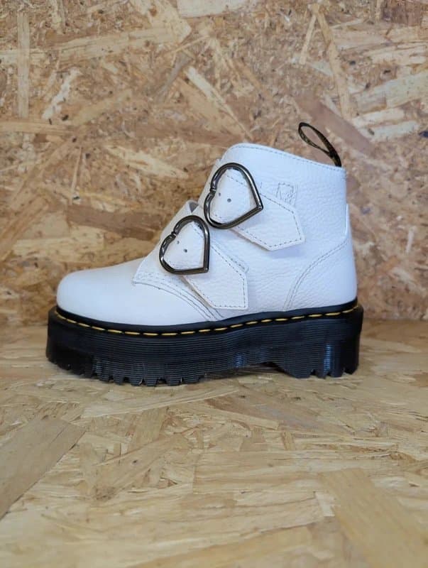 Dr. Martens Dr Martens Devon Heart Platform Ankle Boots Women UK 3 White Leather Full Grain