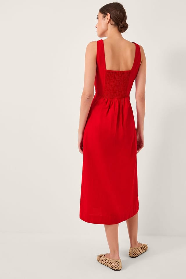 Monsoon Monsoon Women's Nell Linen Blend Sleeveless Midi Dress Red - 2