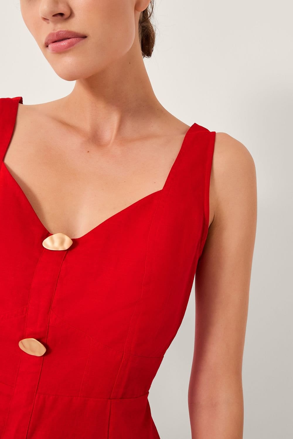 Monsoon Monsoon Women's Nell Linen Blend Sleeveless Midi Dress Red - 4