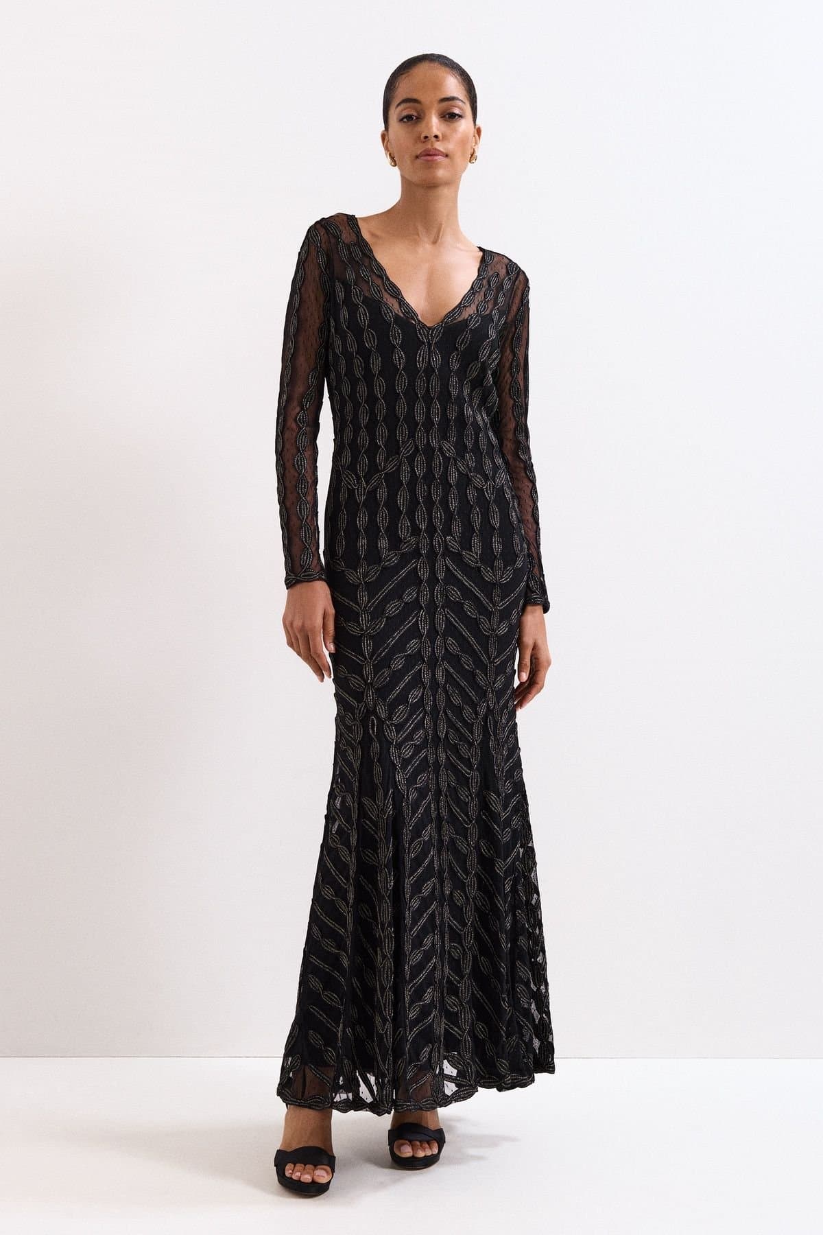 Phase Eight Phase Eight Women's Marie Tapework Maxi Dress in Black