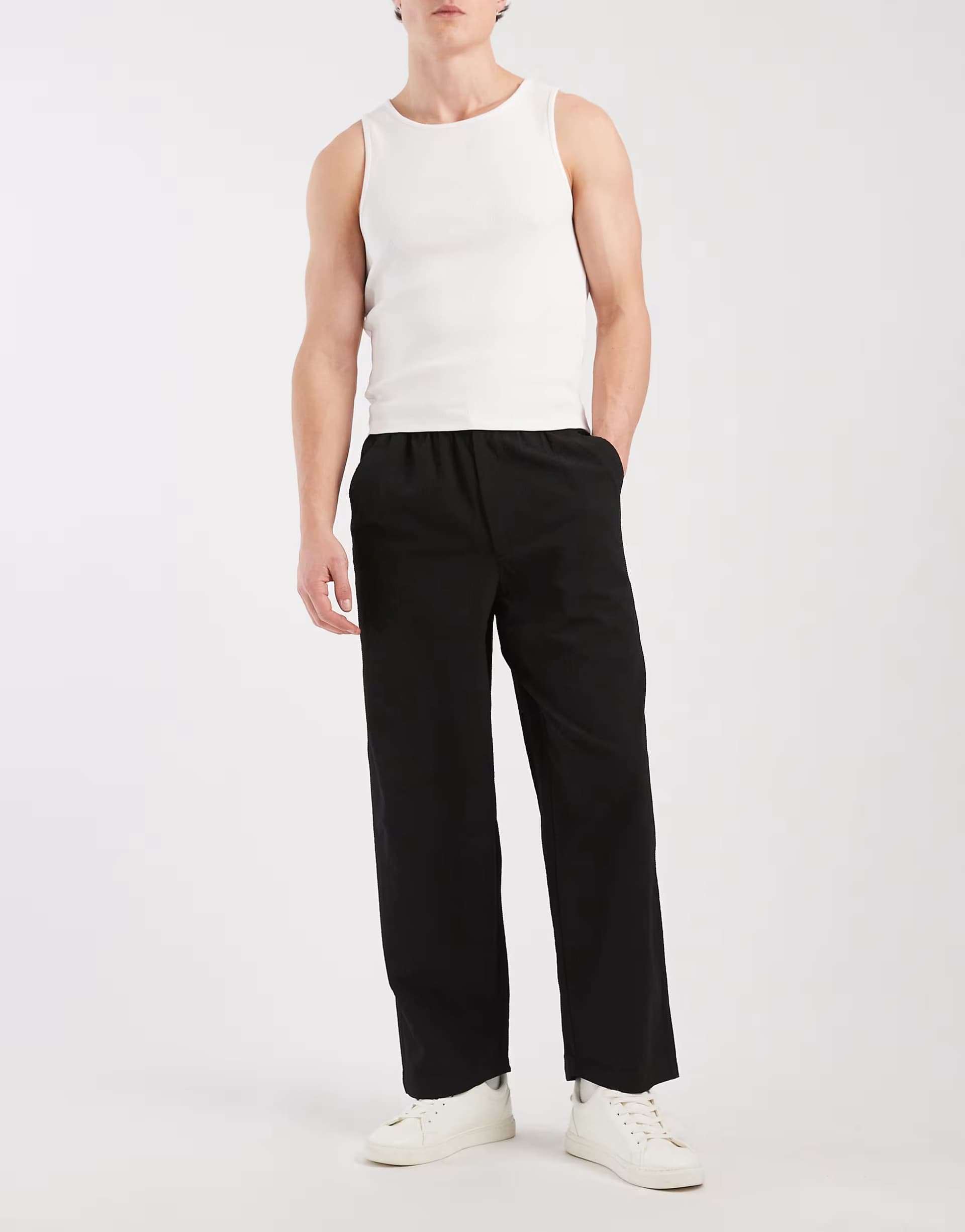 ASOS Redefined Rebel Ralph comfort fit trousers in black