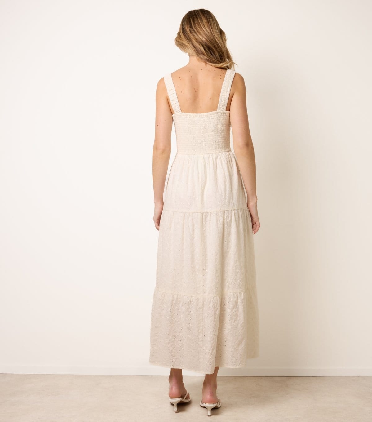 Blue Vanilla Women's Off White Broderie Anglaise Button Detail Maxi Dress Blue Vanilla New Look - 4