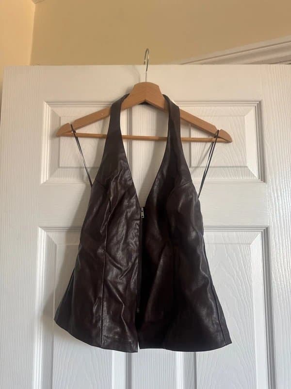Bershka Bershka leather halter neck top SMALL