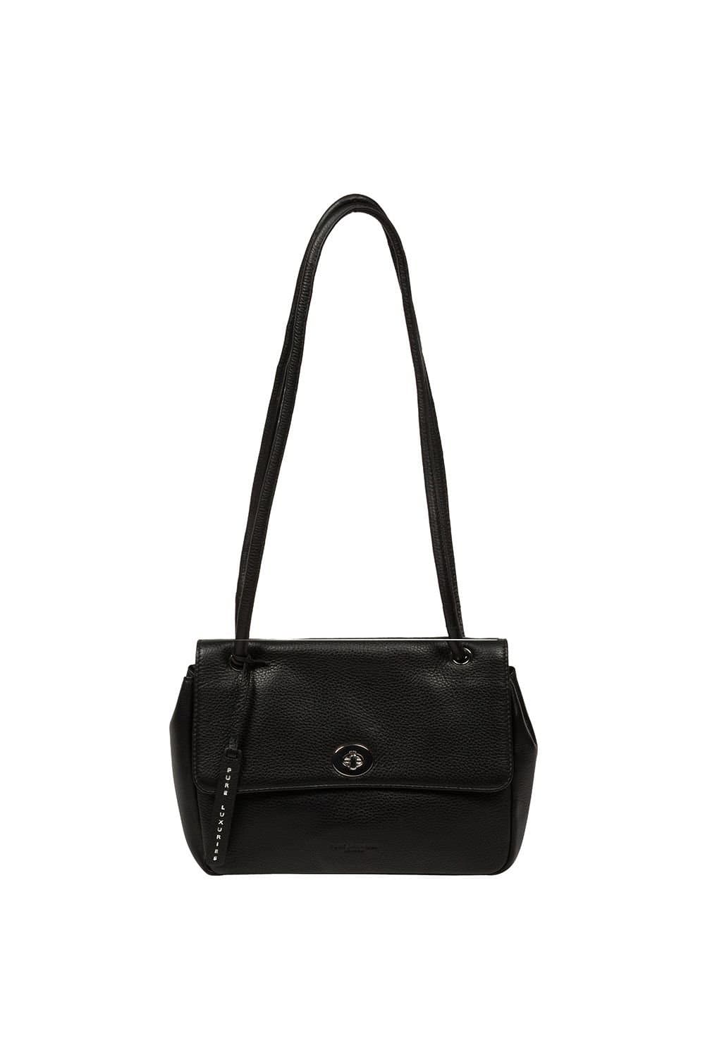 Pure Luxuries London Pure Luxuries London Women's 'Elka' Leather Evening Bag in Black