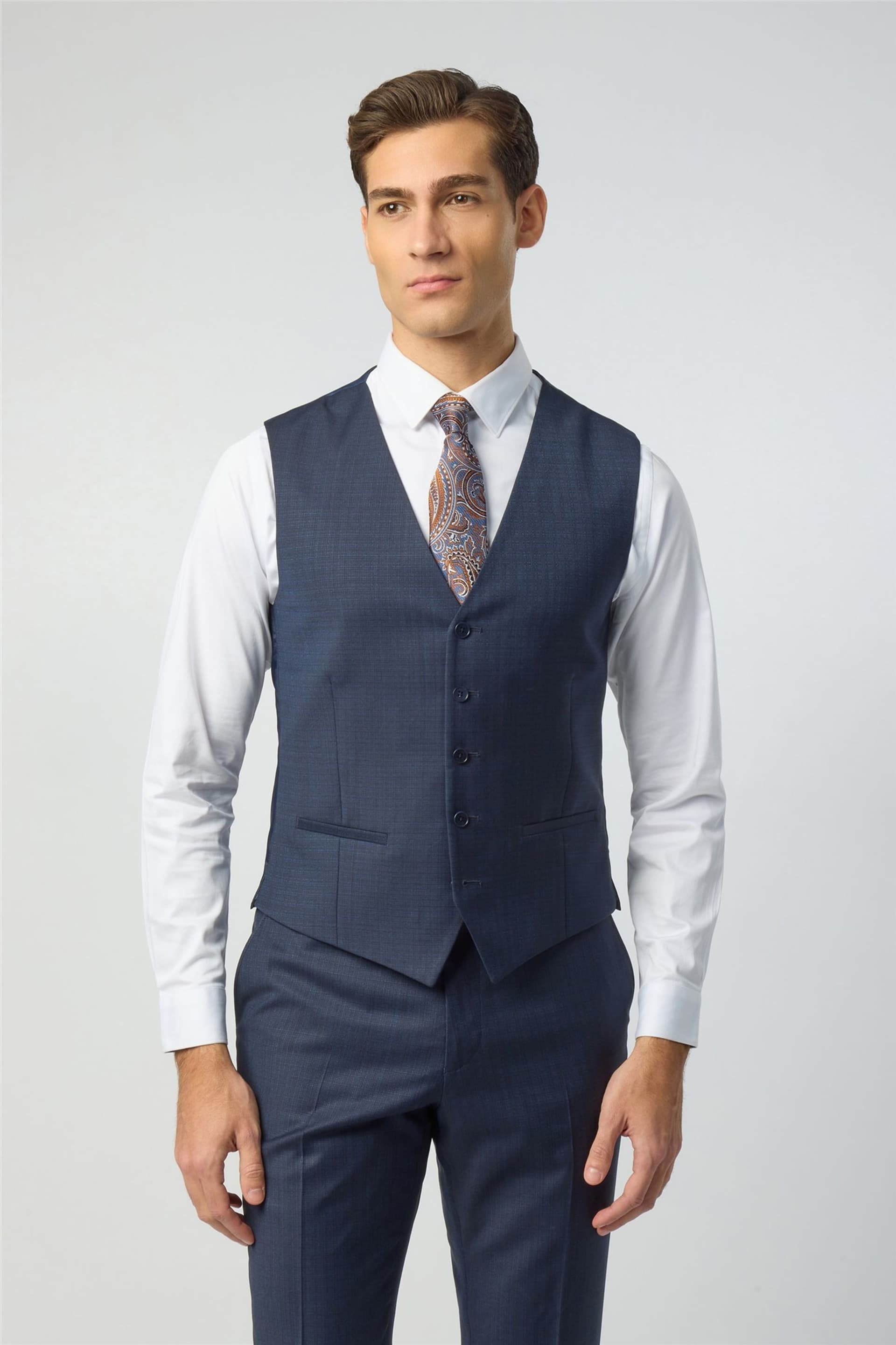 Ted Baker Ted Baker Men's Single Breasted Five Button Slim Fit Suit Waistcoat in Dark Blue