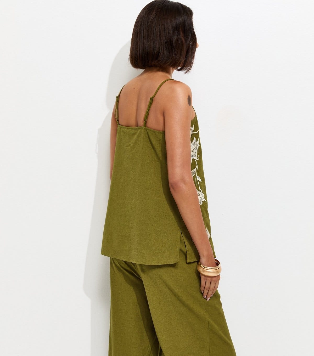 New Look Women's Khaki Floral Tie Side Cami Top New Look - 4