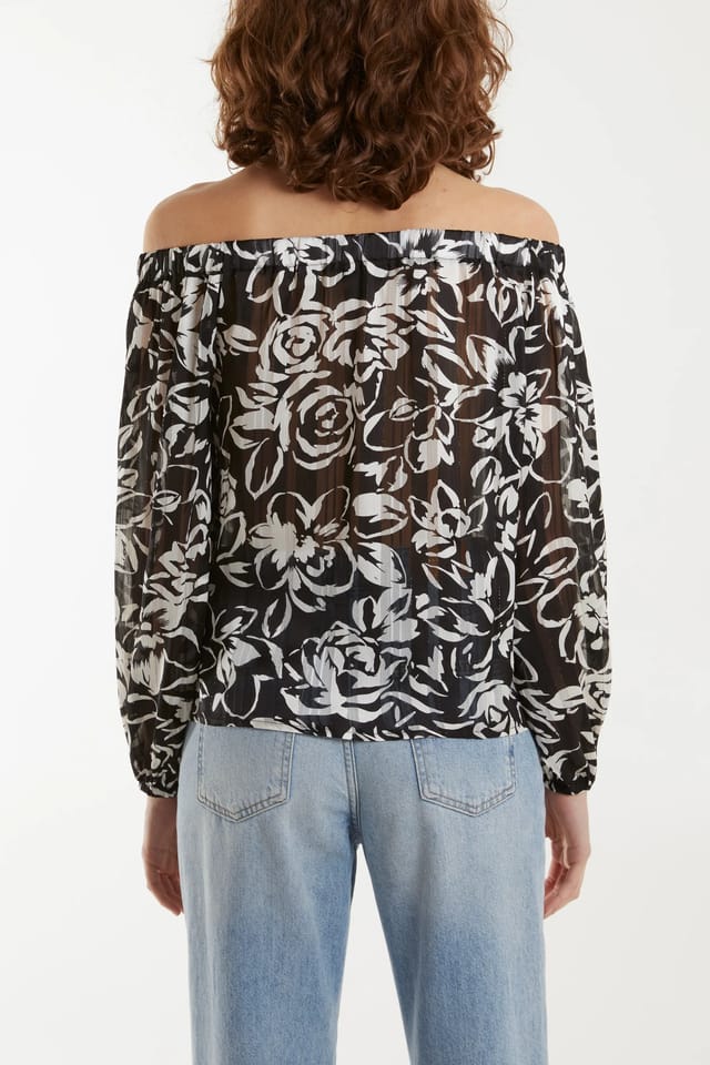 Blue Vanilla Tie Front Bardot Top - 2